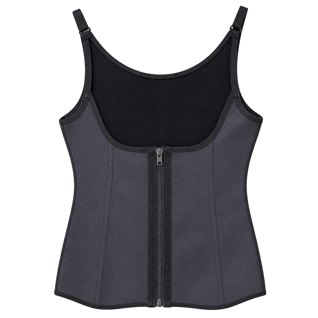 Neoprene Sauna Waist Trainer Corset Zipper Vest Body Shaper Size L 1