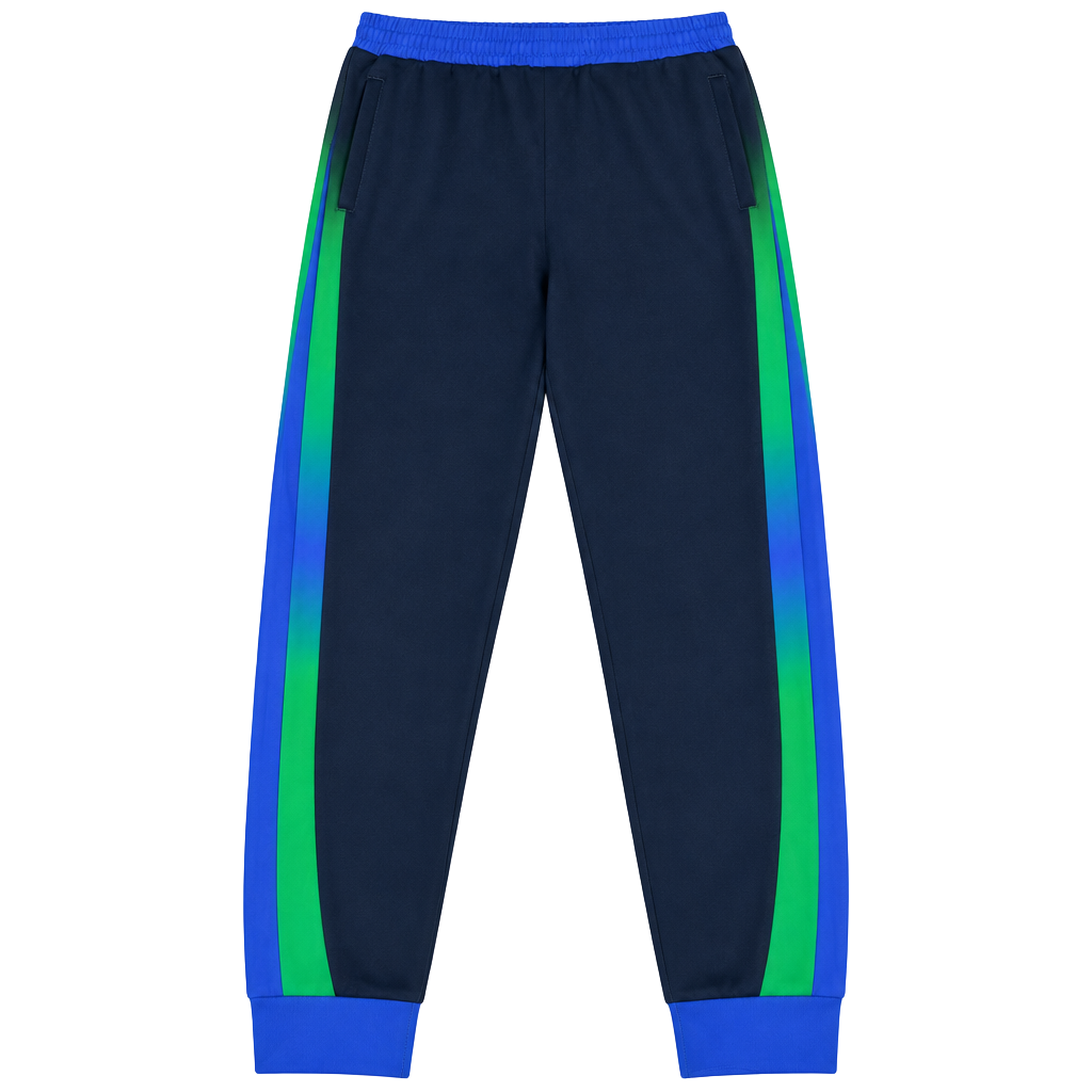 Custom Navy Blue Gradient Insulated Track Pants with Side Stripes 1
