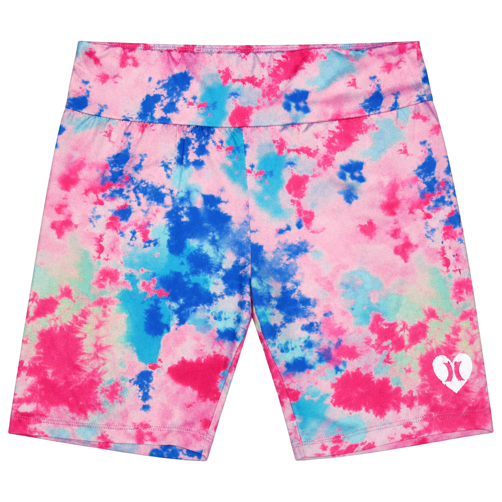 Hurley Tie Dye Shorts Pink Blue Green Heart Logo 1