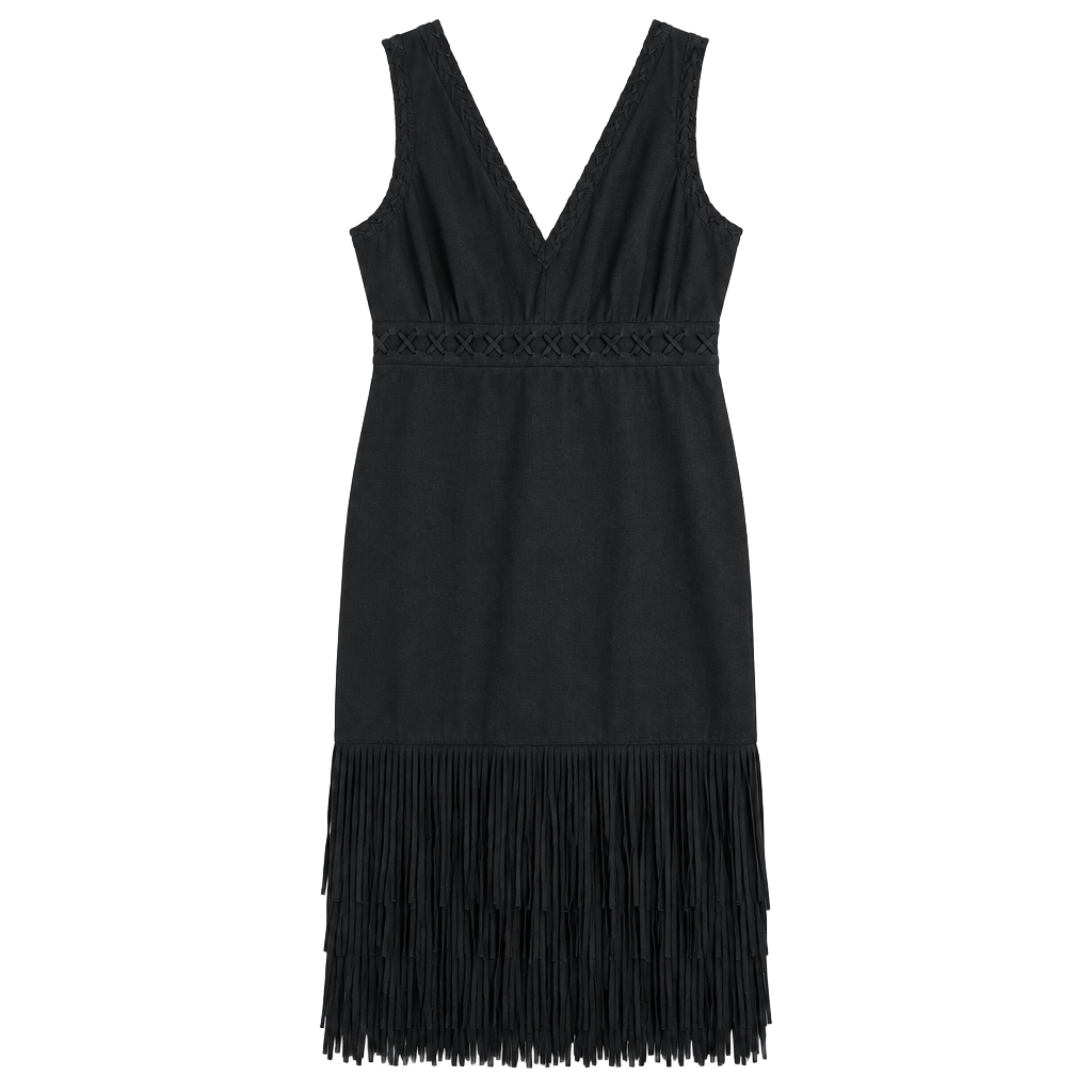 Idyllwind Faux Suede Fringe Dress Size XL Black Sleeveless 1