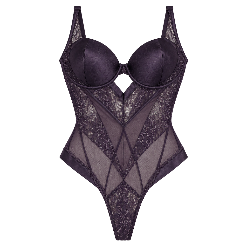 Oh La La Cheri Martina Purple Haze Strappy Lace Bodysuit Size L 1