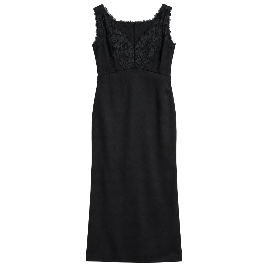 VTG Dixie Belle Slip Dress Style 4514 Size 38 Black Antron Nylon Lace 1