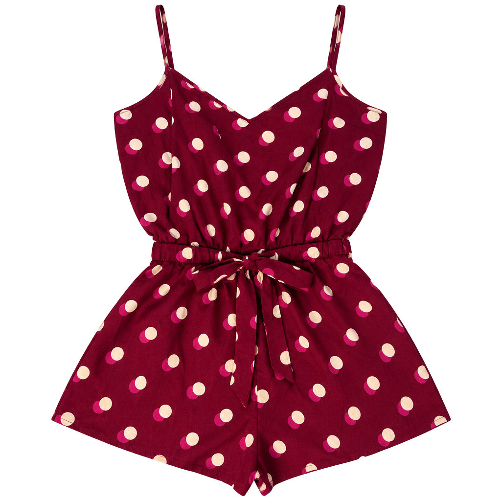 Victoria's Secret Satin Polka Dot Romper Size M Burgundy 1