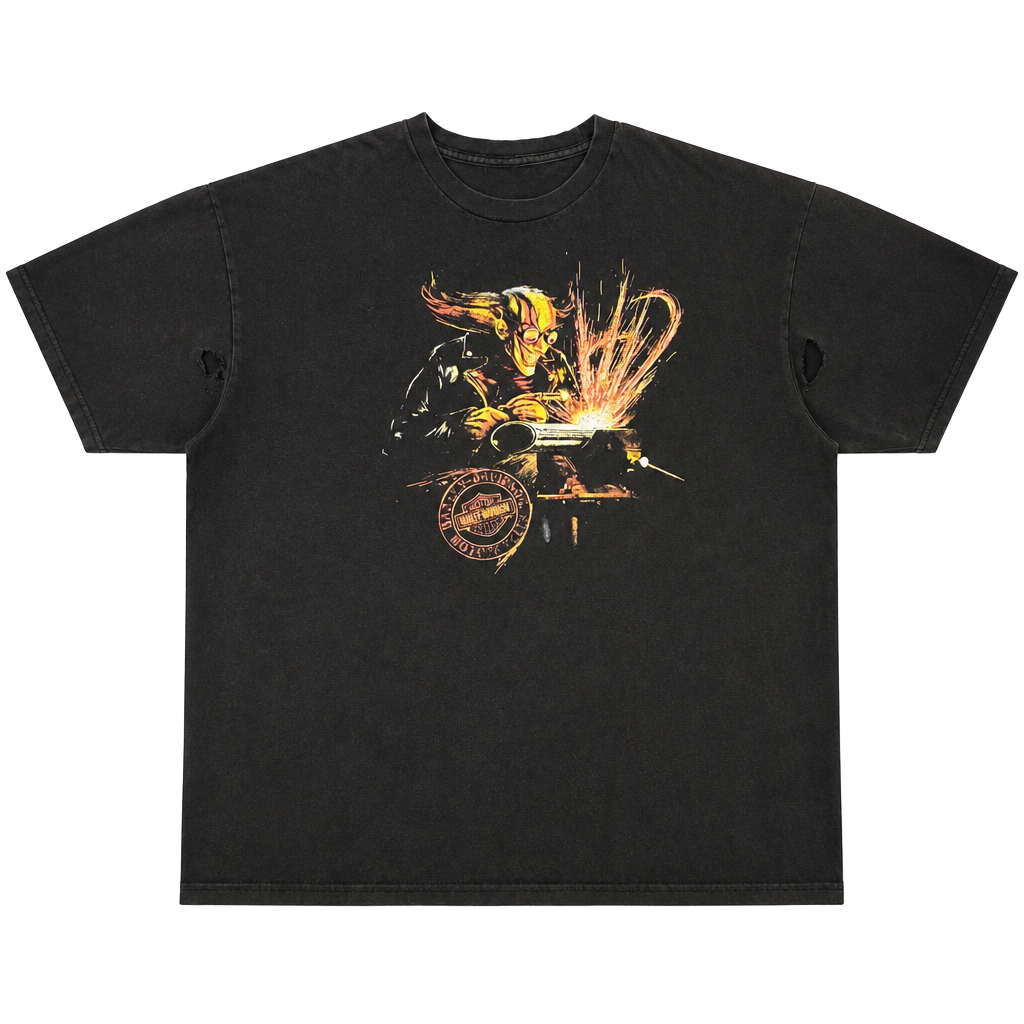 Vintage Harley-Davidson Destination Tacoma WA Graphic T-Shirt Welder Design Size 3XL 1