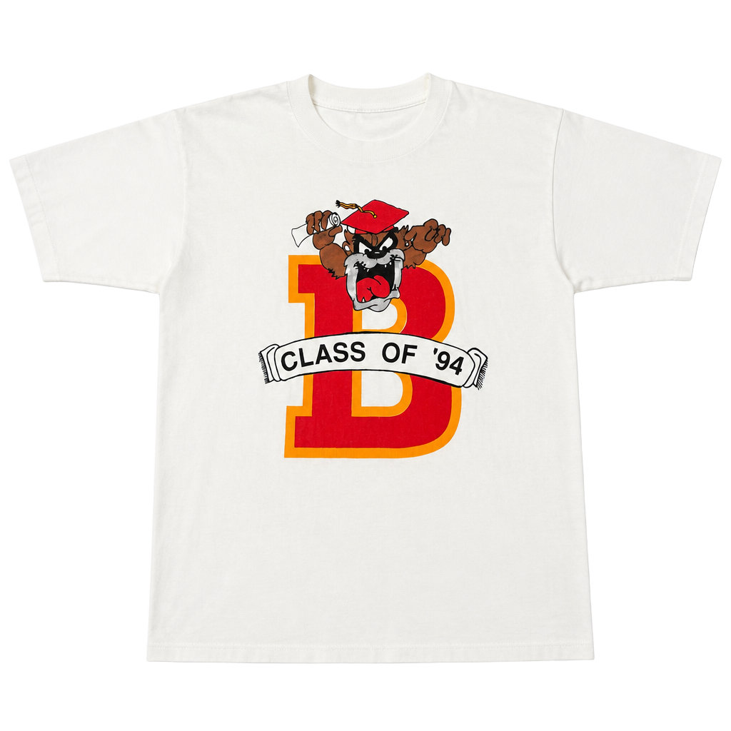 Vintage 1994 Taz Looney Tunes Class of '94 Graduation T-Shirt 1
