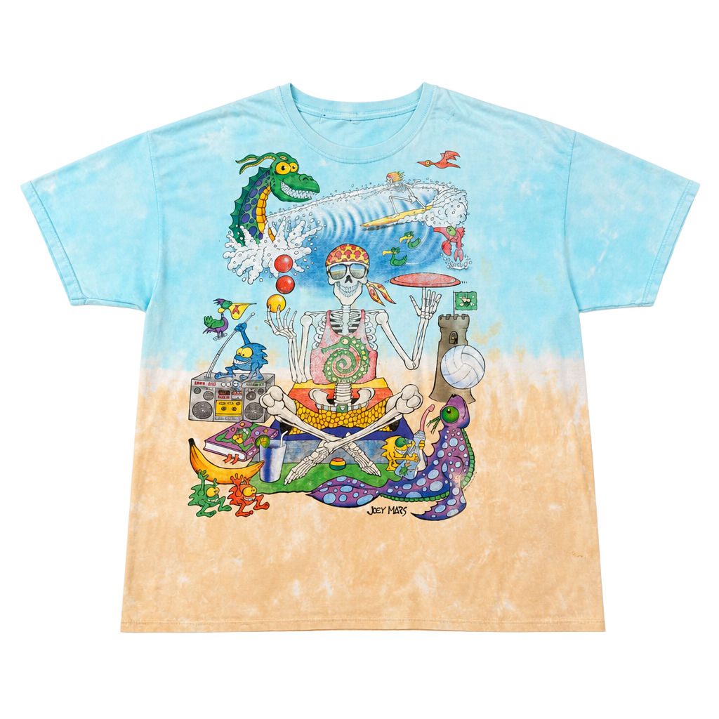 Vtg Grateful Dead Beach Shirt 1992 Large Liquid Blue Tie Dye Green Wave Variant XXL 1