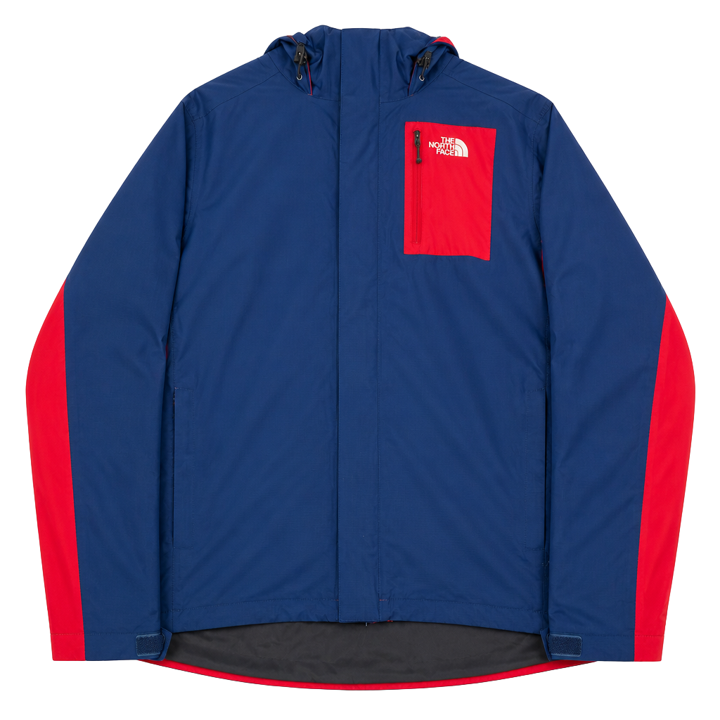 The North Face HyVent Blue and Red Hooded Jacket 1
