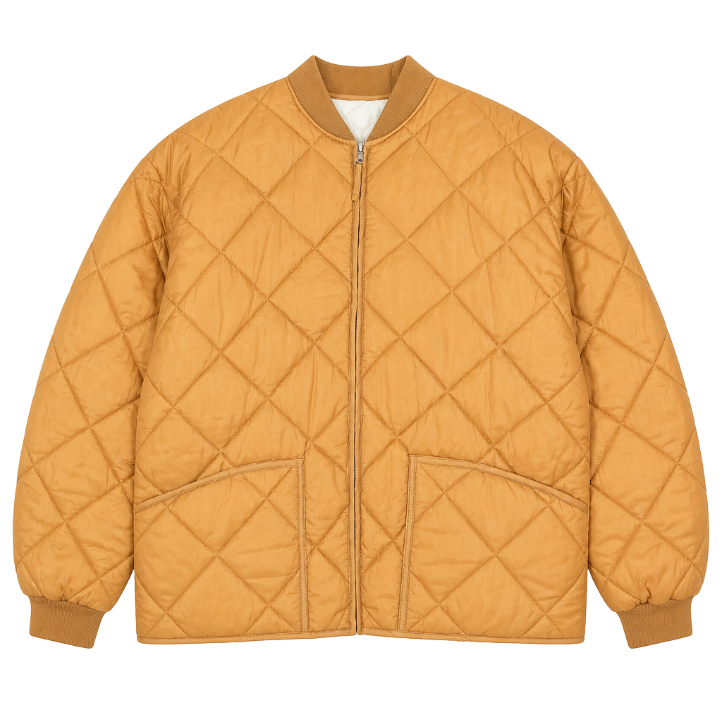 Vintage 1980s Quilted Puffer Jacket, Mustard Yellow, Boxy XL - , 1