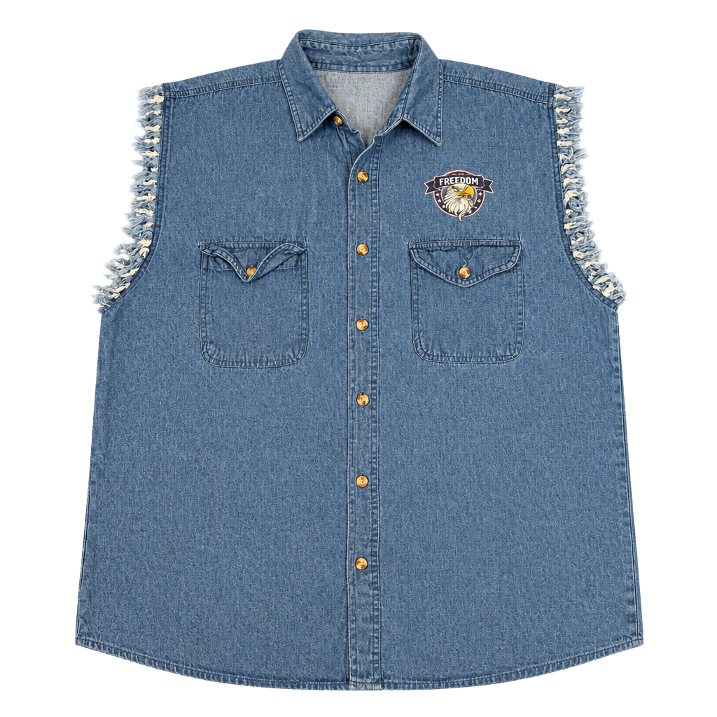 Coast Freedom Trucker Eagle Denim Vest Sleeveless Shirt XL 1