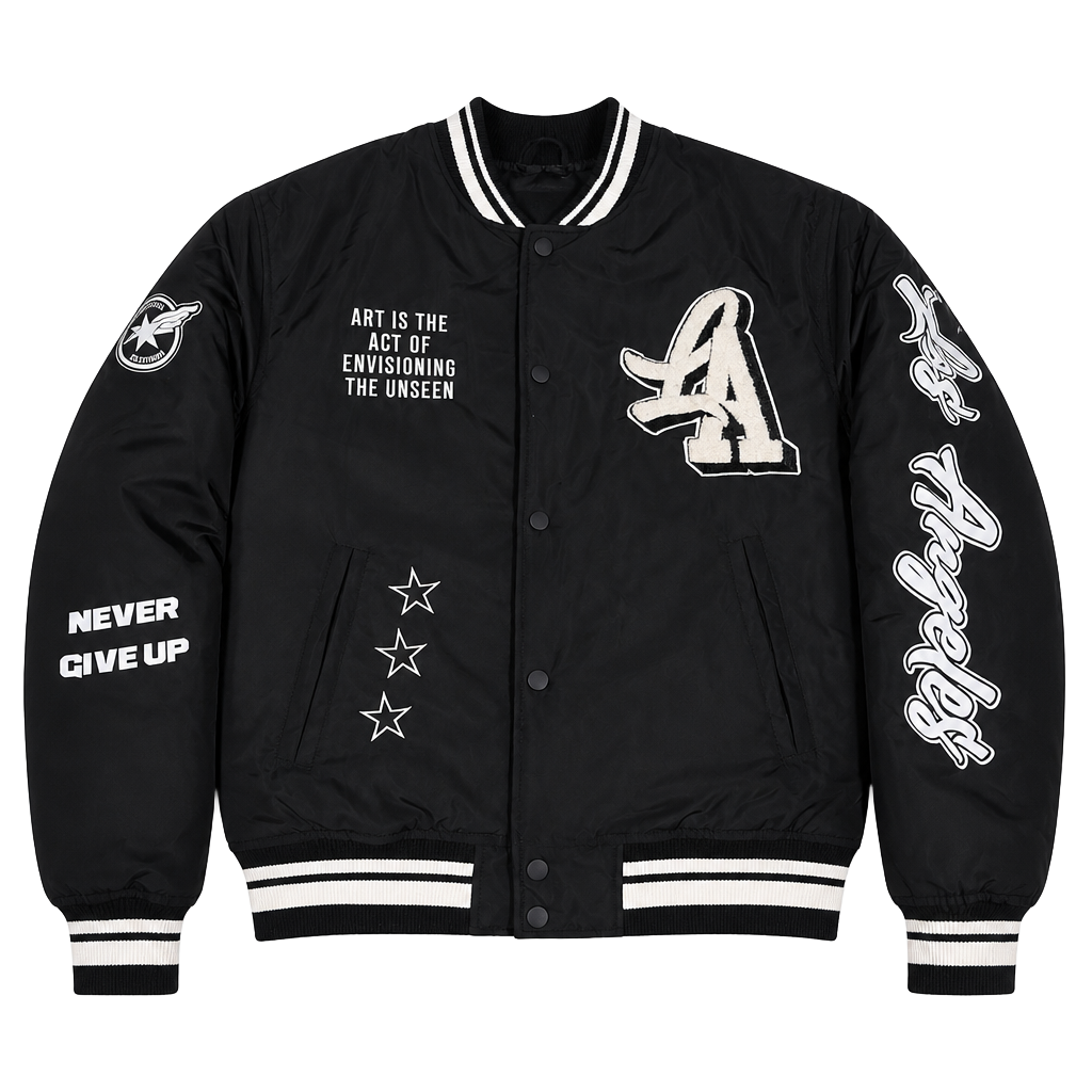 Urban Man Chaos 84 California Letterman Varsity Jacket Black 1
