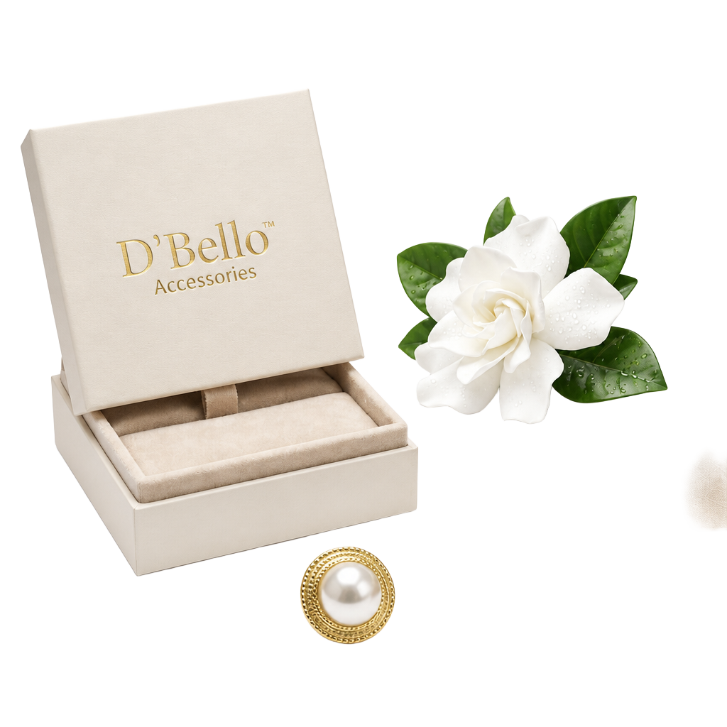 D'Bello Accessories Gold Tone Simulated Pearl Round Stud Earrings 1