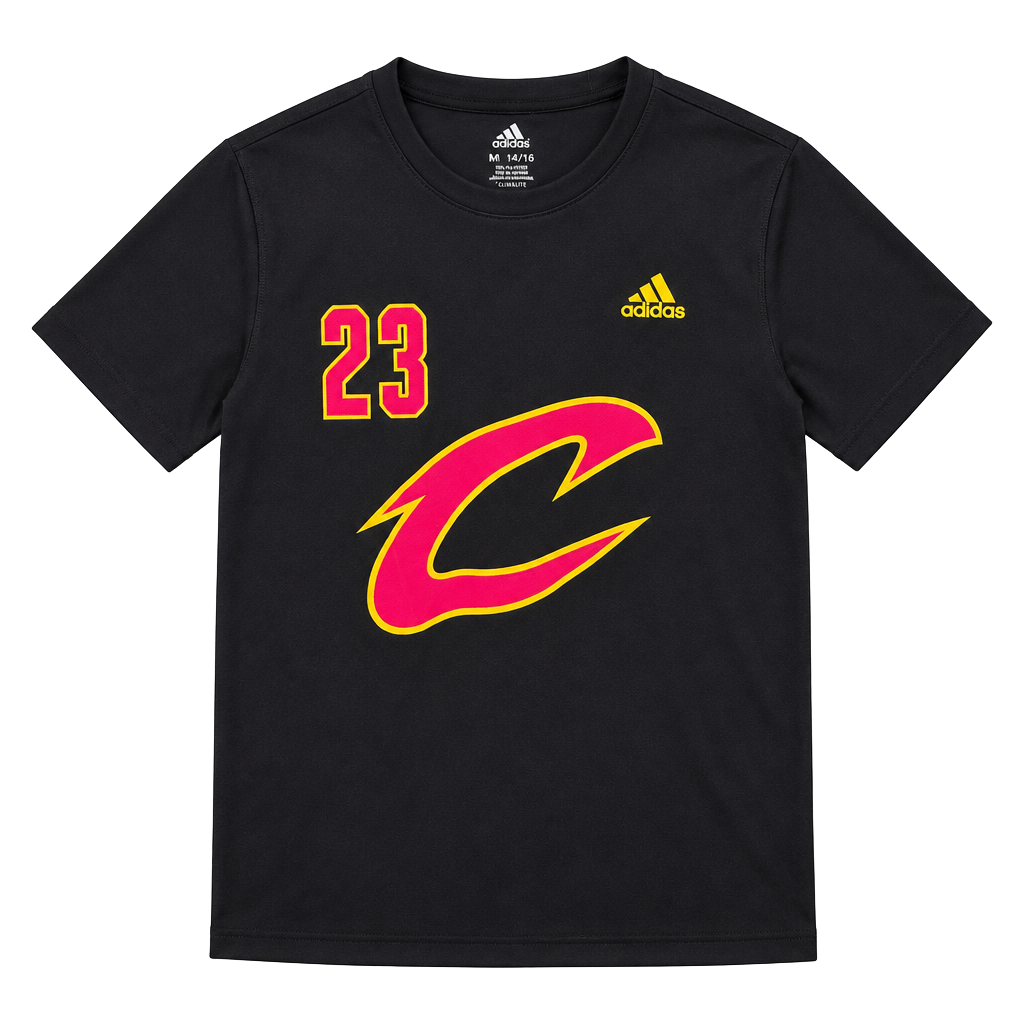 Cleveland Cavaliers Adidas Shirt Youth size XL 14/16 LeBron James 23 Crew Neck Black 1