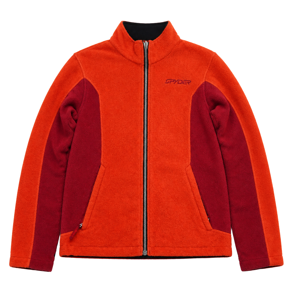 Spyder OrangeFleece Jacket Full Zip Fleece Zip Pockets Sz L 1