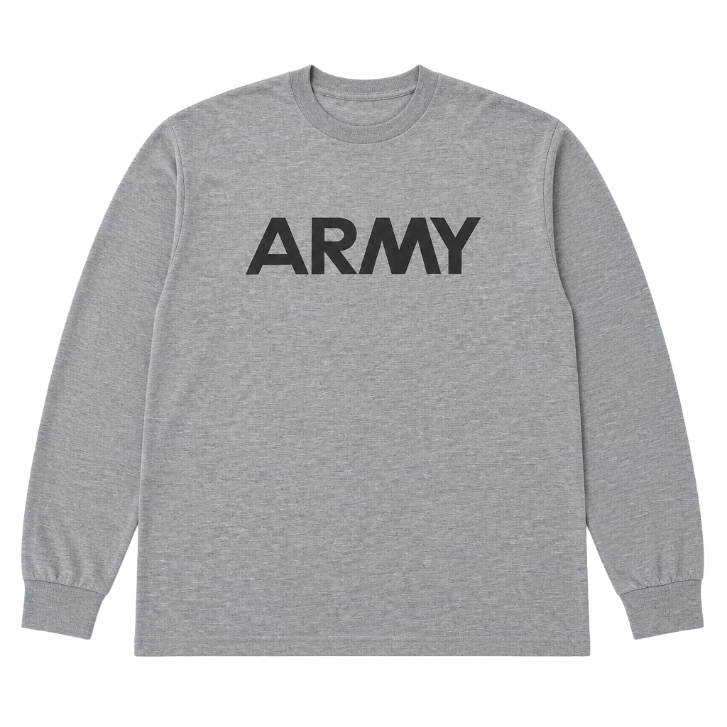 Vintage US Army IPFU Physical Training Gray Long Sleeve Mock Neck Shirt Size M 1