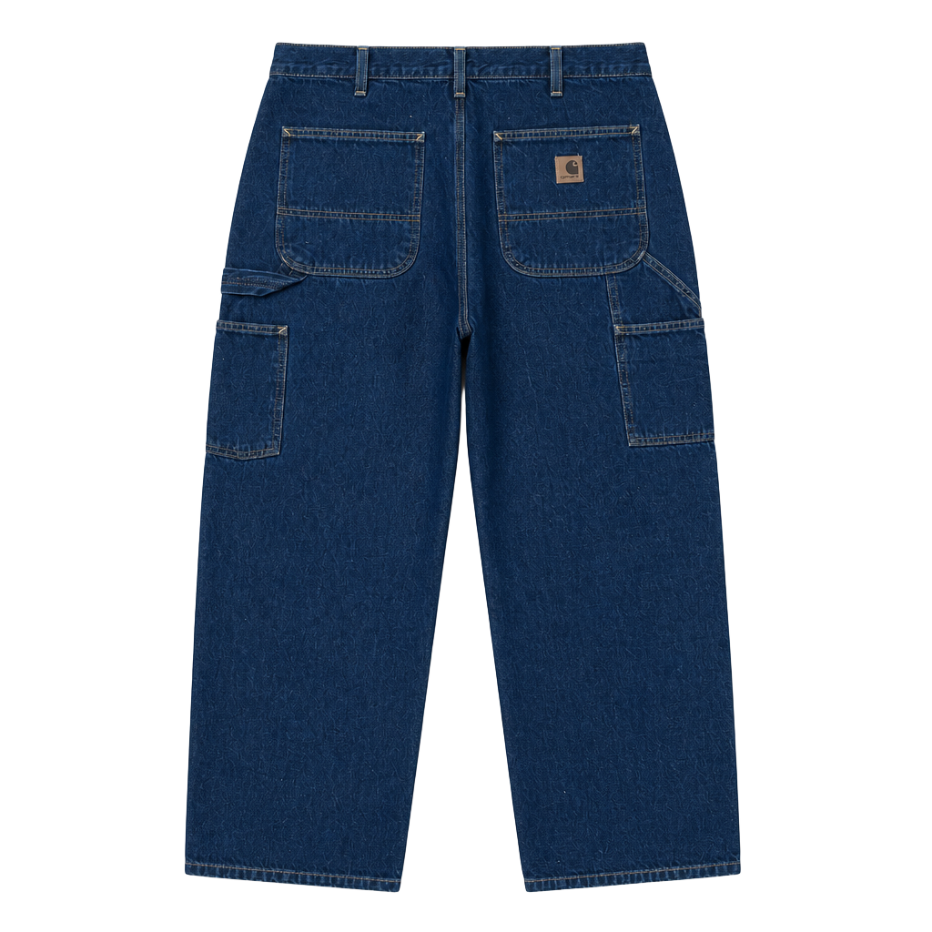 Carhartt Loose Fit Dark Blue Denim Carpenter Work Pants 1