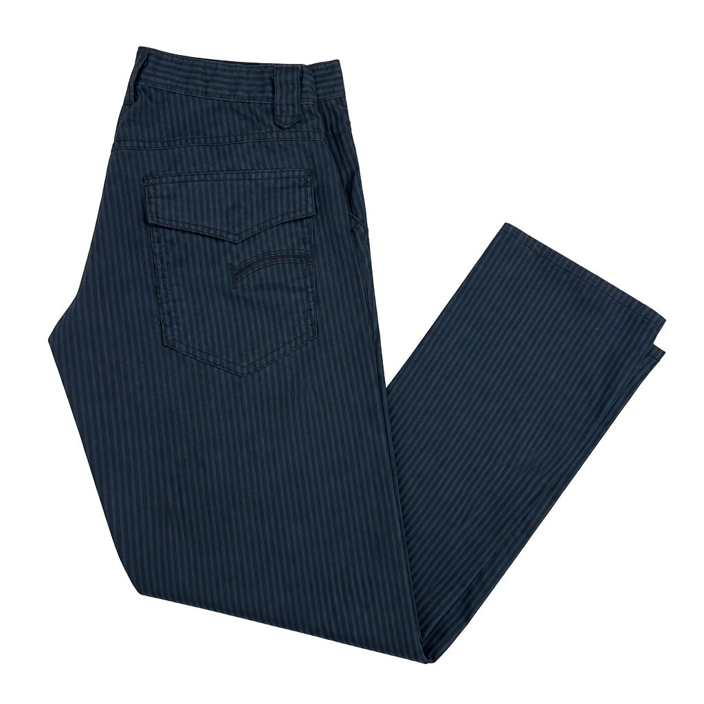 S.W.A.K. Black Pinstripe Y2K Grunge Denim Jeans with Flap Back Pockets 1