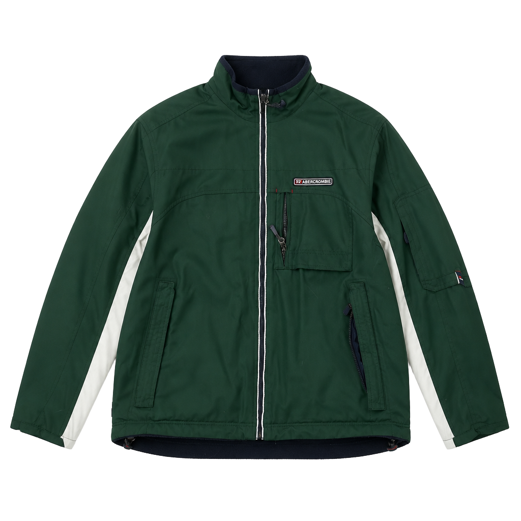 Vintage Abercrombie & Fitch Reversible Fleece Canvas Utility Jacket Green Black 1