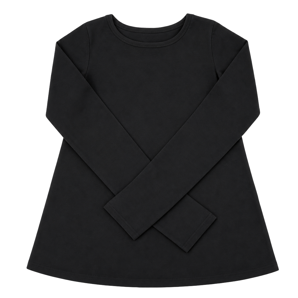 Wonder Nation Girls Black Long Sleeve Basic Crew Neck Shirt Size L (10-12) 1