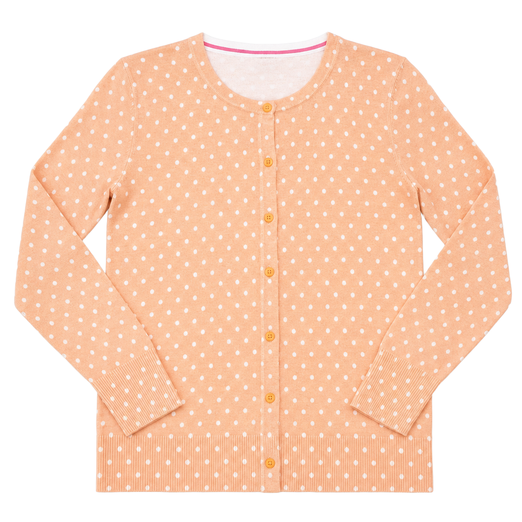Merona Women's Orange and White Polka Dot Button-Down Cardigan Sweater 1
