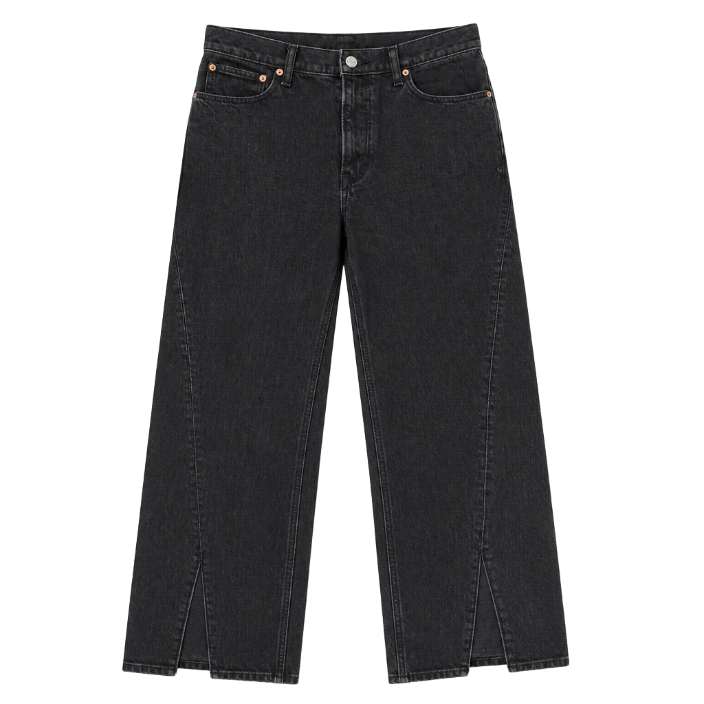 Abercrombie & Fitch The 90s Relaxed Jean High Rise Split Hem Black Jeans Size 27 1