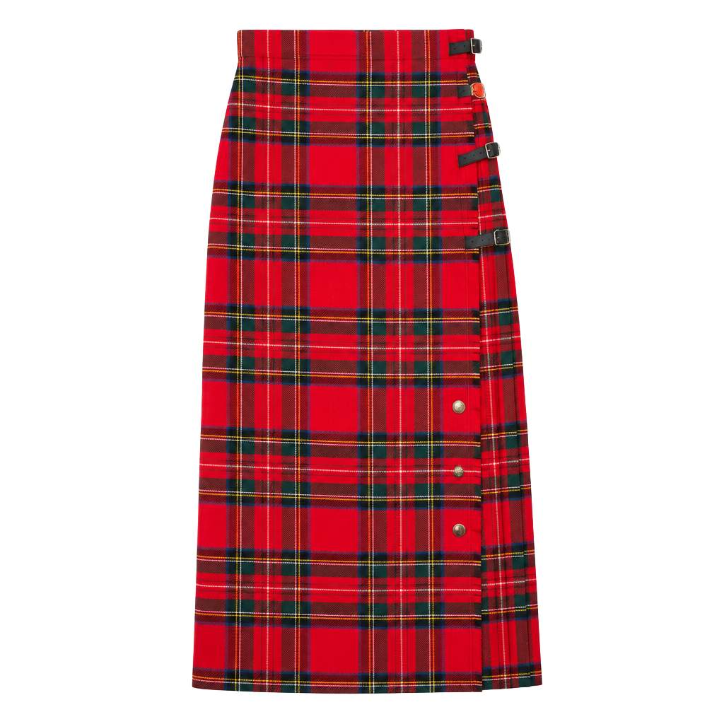 1970s Vintage Wool Plaid Wrap Skirt Red Tartan Pleated 1