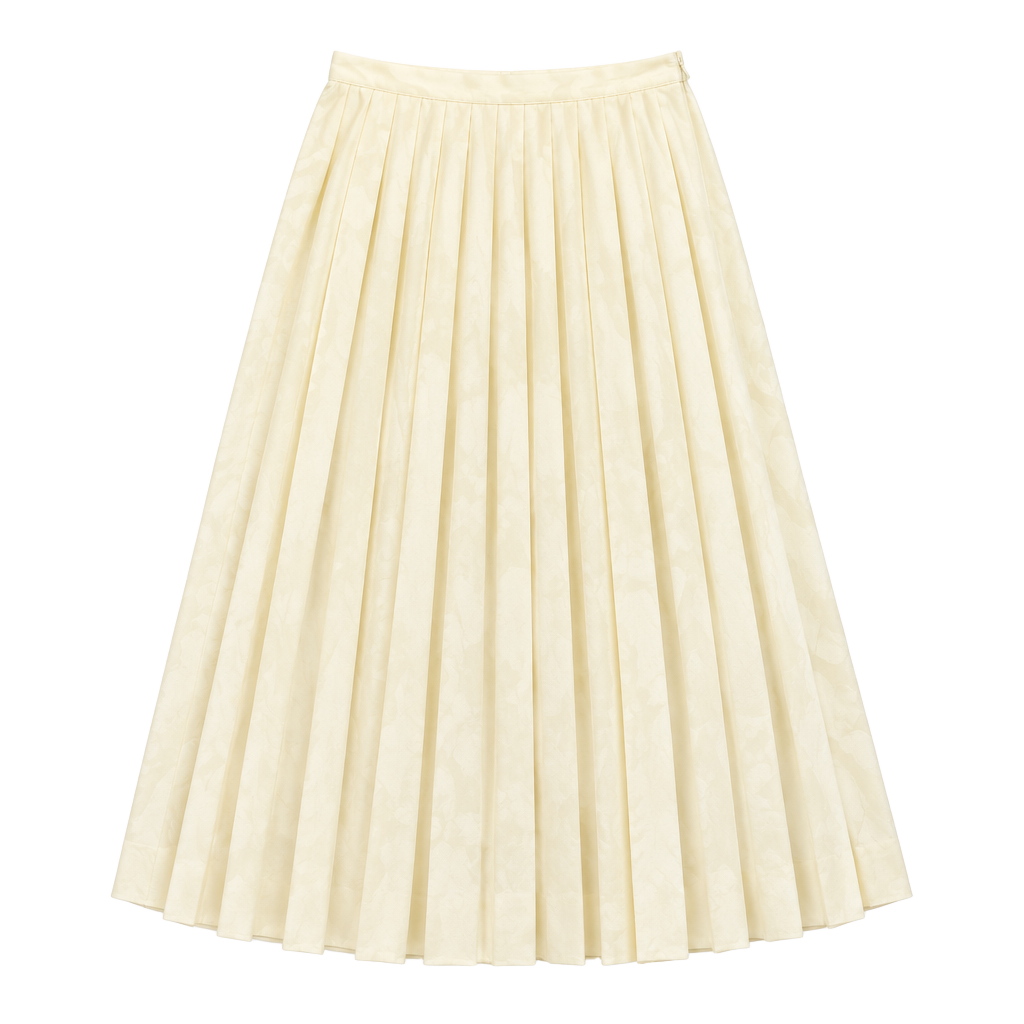 Vintage ILGWU Pleated Skirt Cream Ivory Midi Length Button Zip 1