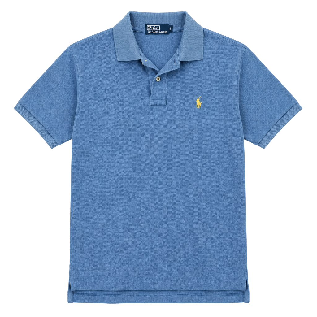 Polo Ralph Lauren Polo Shirt Size L Light Blue Cotton Yellow Pony Logo 1