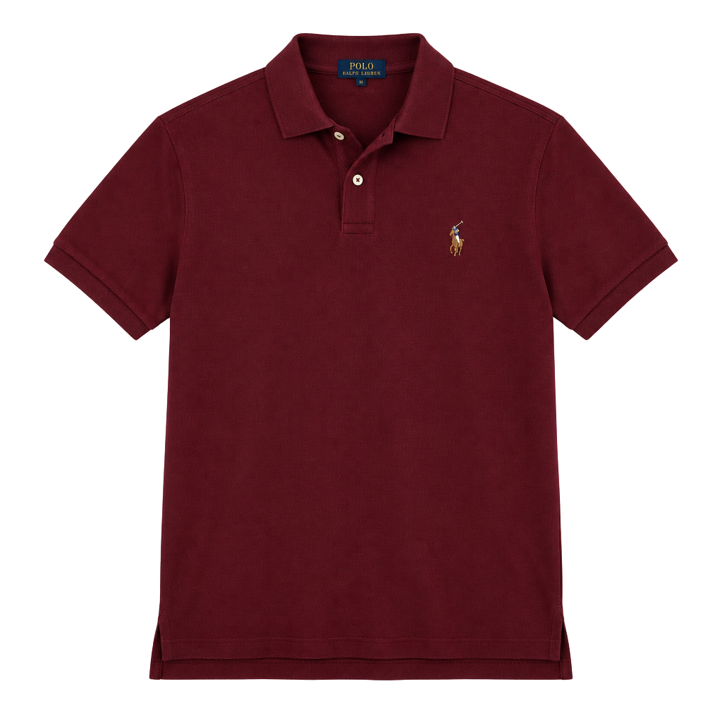 Polo Ralph Lauren Polo Shirt Size L Burgundy Custom Slim Fit 1