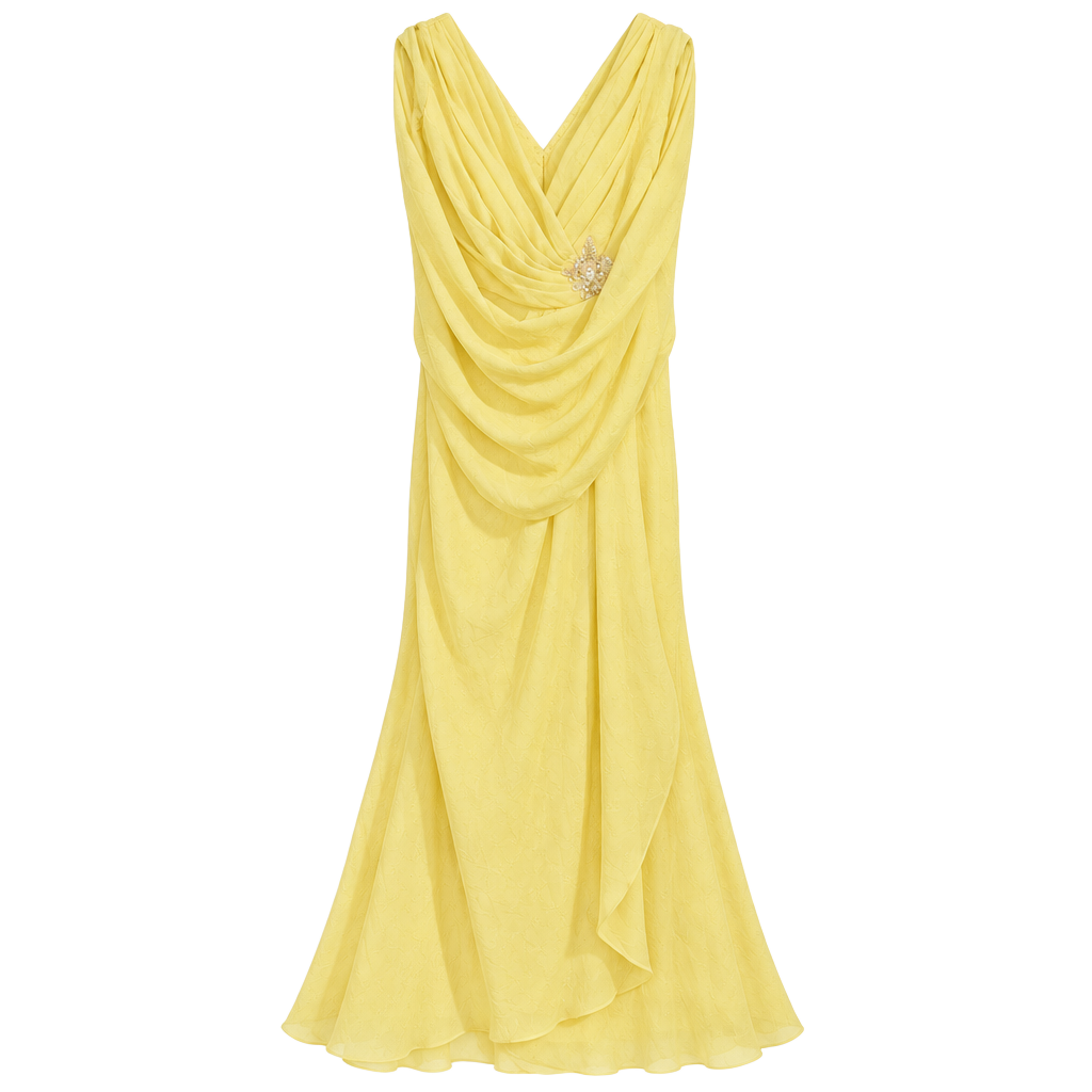 Evening Dress Yellow Chiffon Formal Gown 1