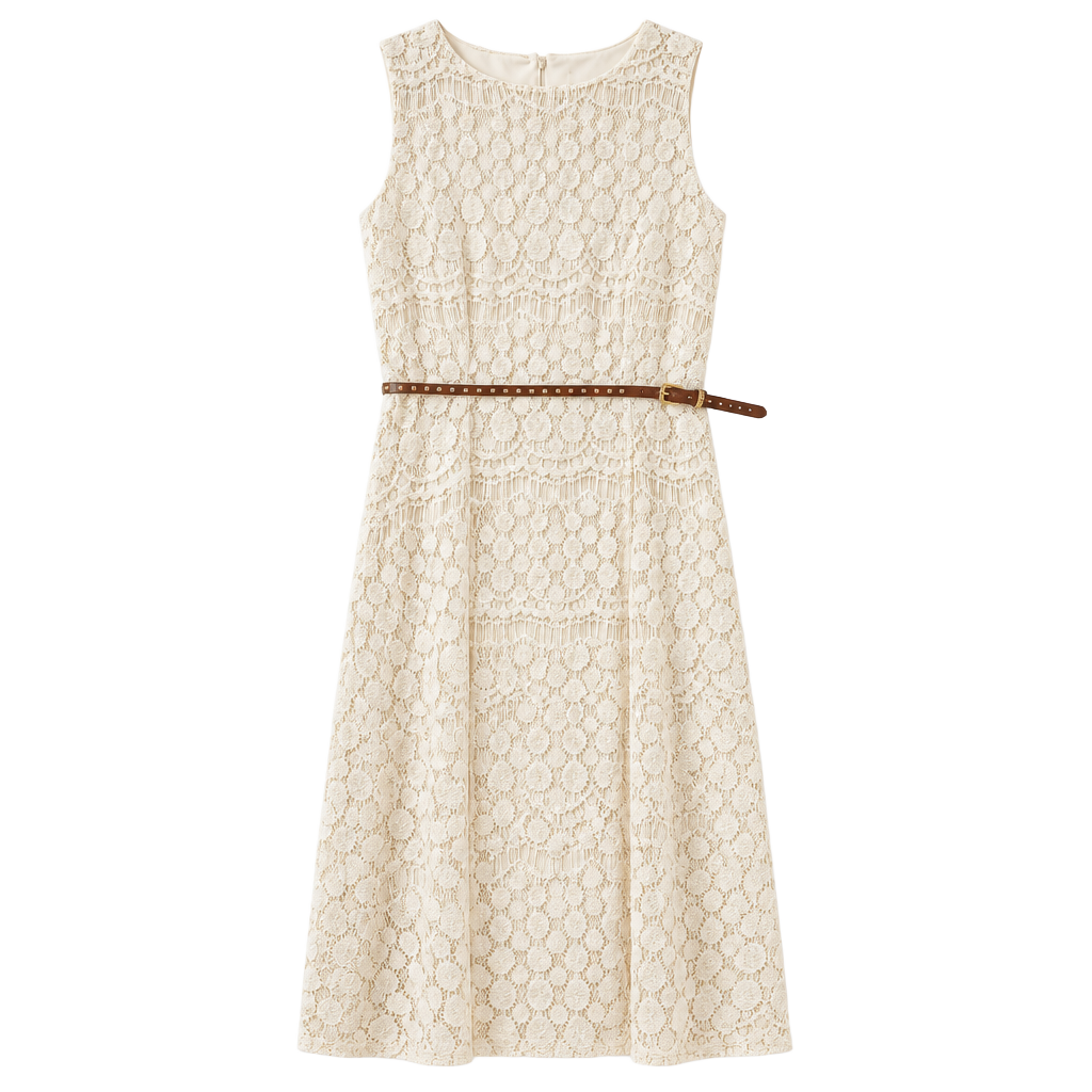 Xhilaration Cream Lace High-Low Dress with Belt 1