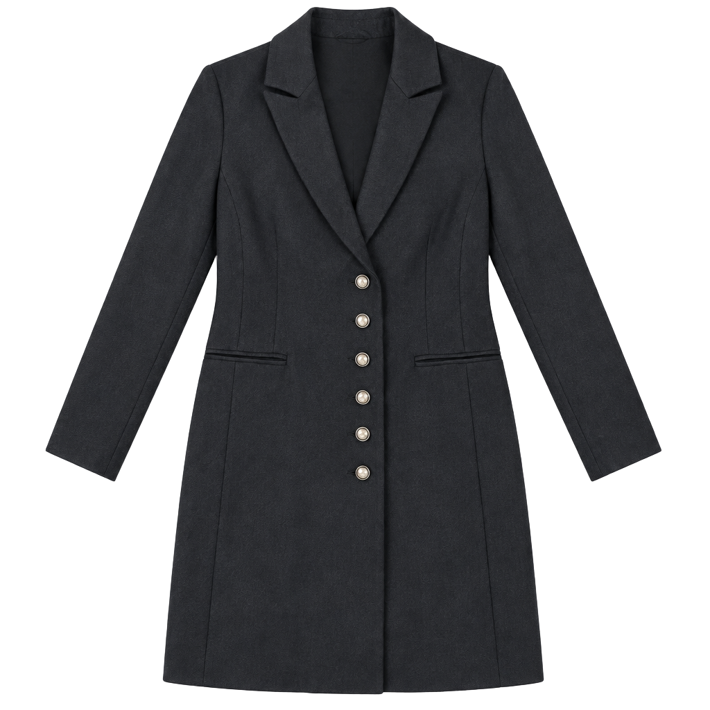 Shelby & Palmer Blazer Dress Size 8 Black Long Sleeve Button Front 1