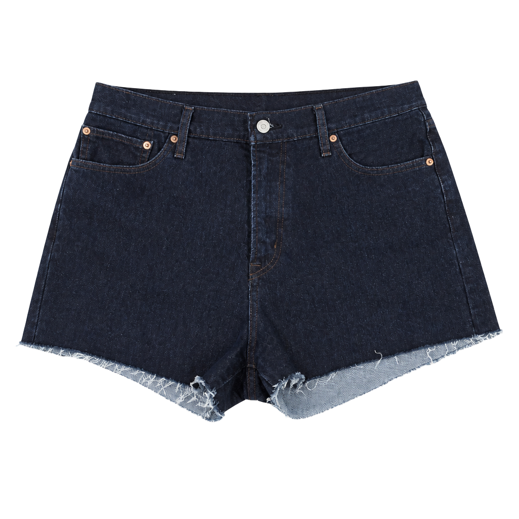 Levi's High Rise Denim Shorts Black Raw Hem Size 32 1
