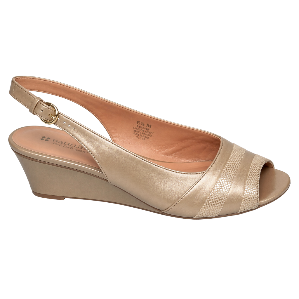 Naturalizer N5 Wedges Slingback Womens 8M Hampton Tan Nude Heels Beige Comfort 1
