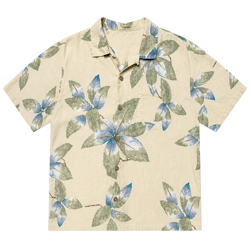 Vtg Tommy Bahama Shirt Mens XL 100% Silk Hawaiian Camp Cream Tropical Leaf Y2K 1