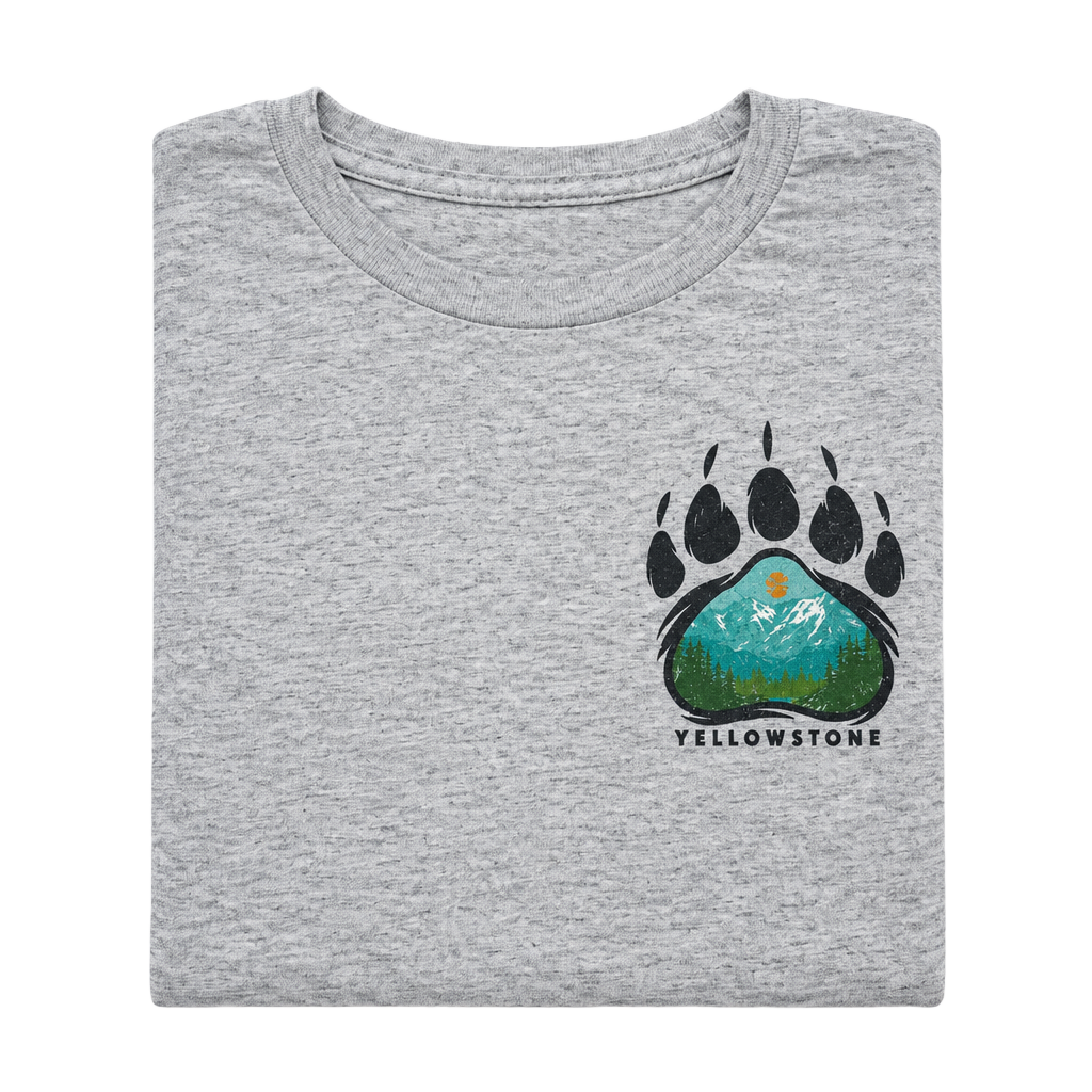 Pacific Yellowstone National Park T-Shirt Size L Gray Bear Paw Mountain 1