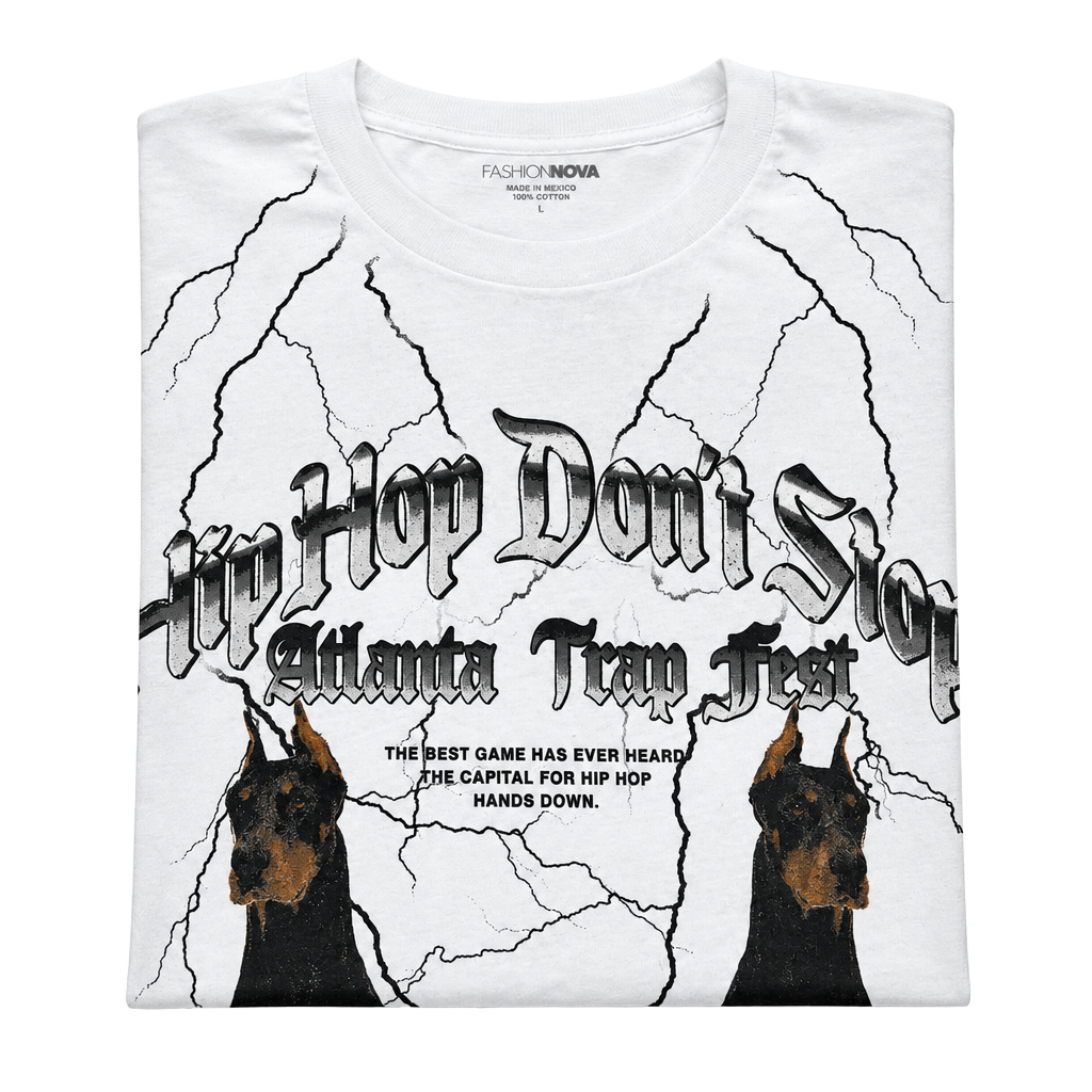 Fashion Nova Hip Hop Don't Stop Atlanta Trap Fest Graphic T-Shirt White 1