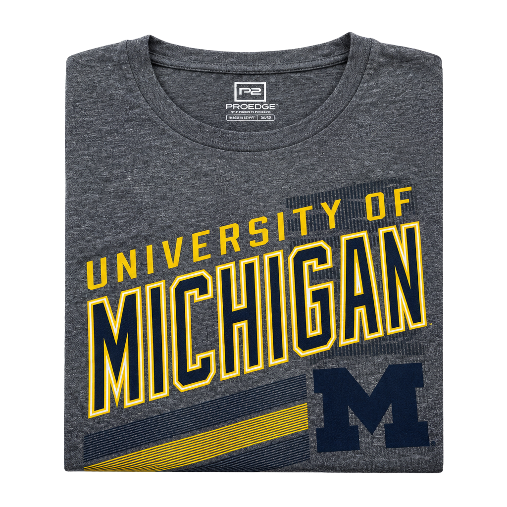 Pro Edge University of Michigan T-Shirt Size 2XL Gray Poly Wolverines 1
