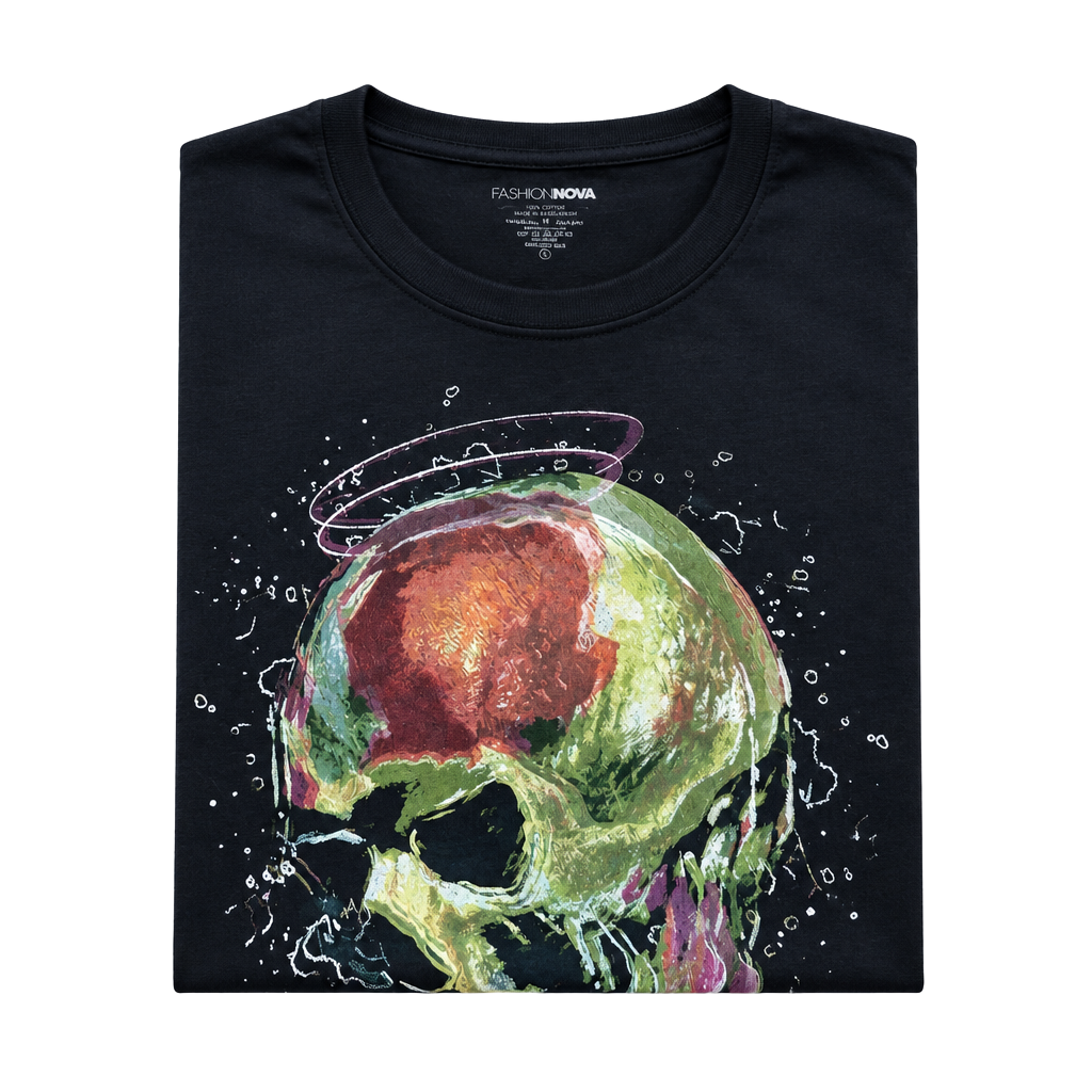 Fashion Nova Evolution Skull Graphic T-Shirt Size L Black 1