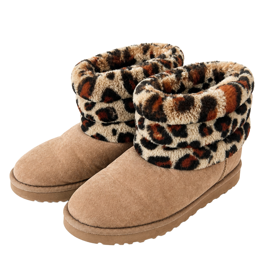 UGG Fluff Mini Quilted Leopard Boots 1