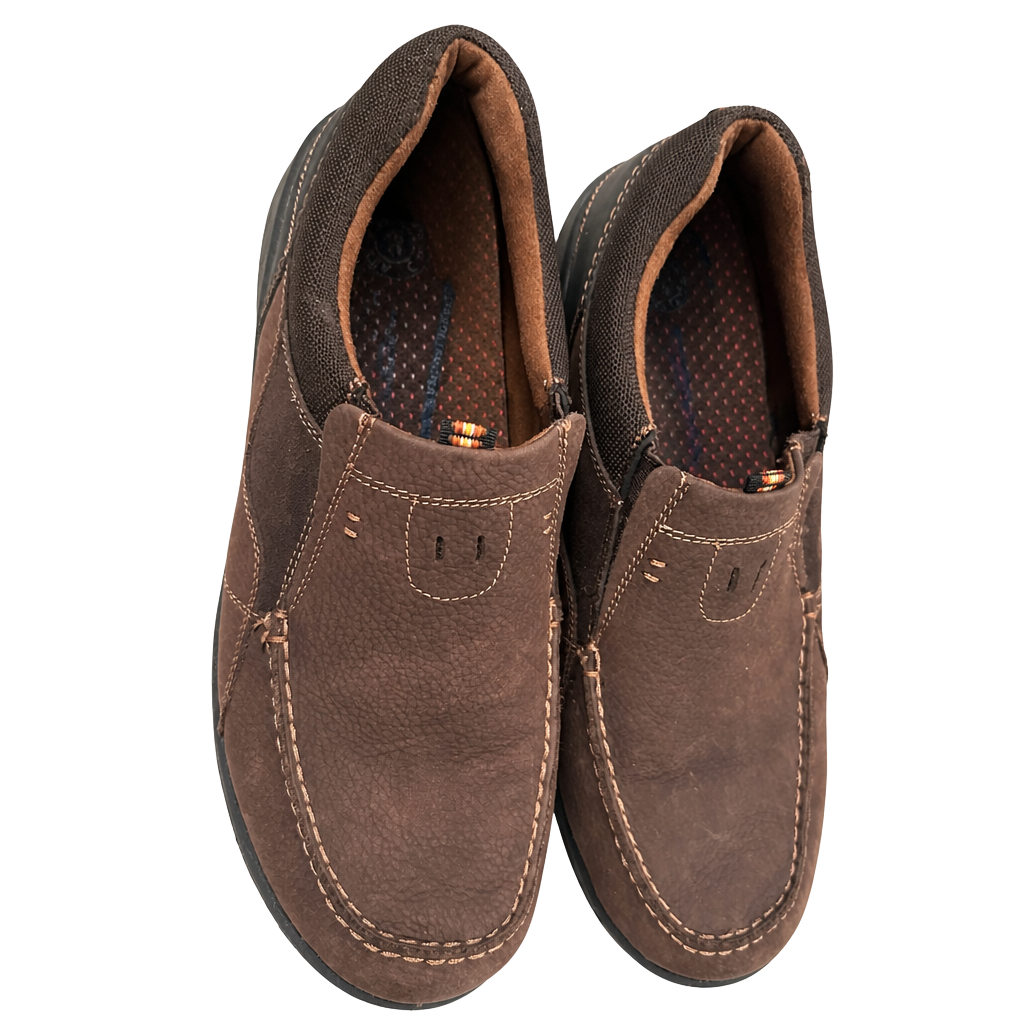 Nunn Bush Men's Brown Leather All Terrain Comfort Slip-On Loafer Shoes 1