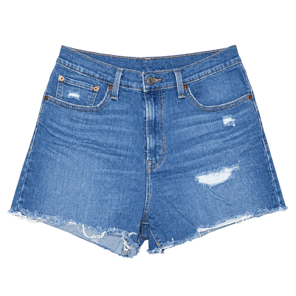 Levi's High Rise Denim Shorts Super Stretch Frayed Hem Size 31 1