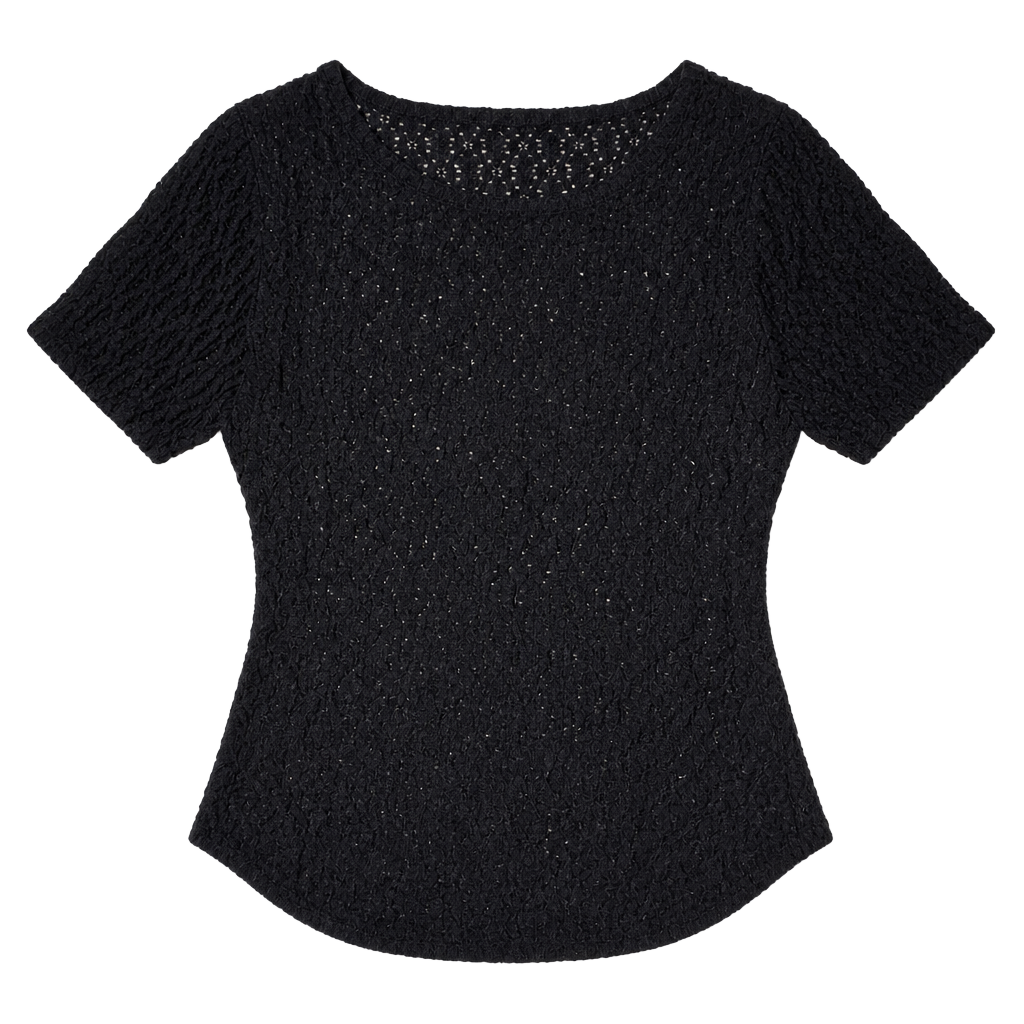 Rose + Olive Black Sheer Lace Short Sleeve Top 1