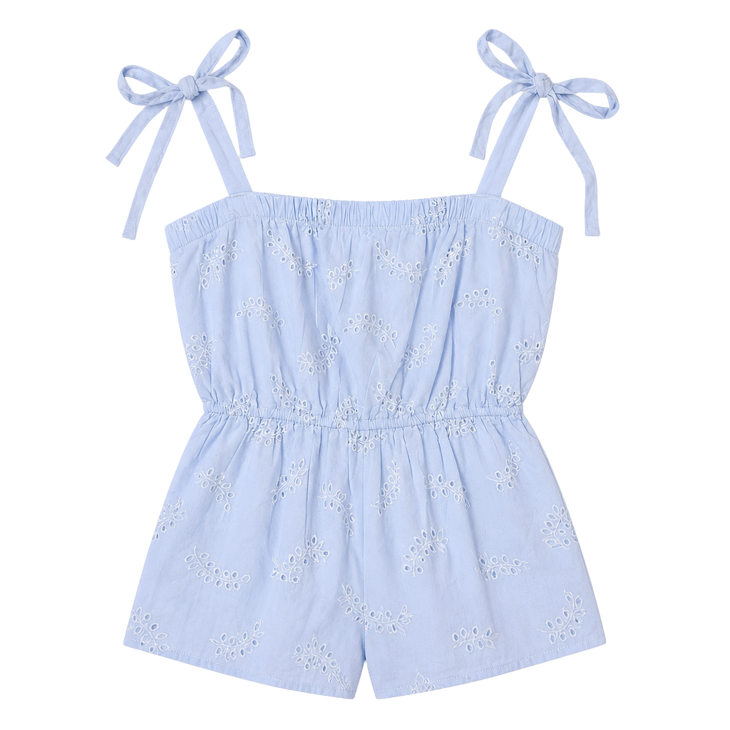 Maurices Light Blue Eyelet Embroidered Tie Strap Peplum Cami Top 1