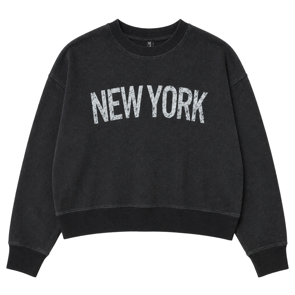 H&M Divided New York Distressed Graphic Sweatshirt Charcoal Grey Size L 1