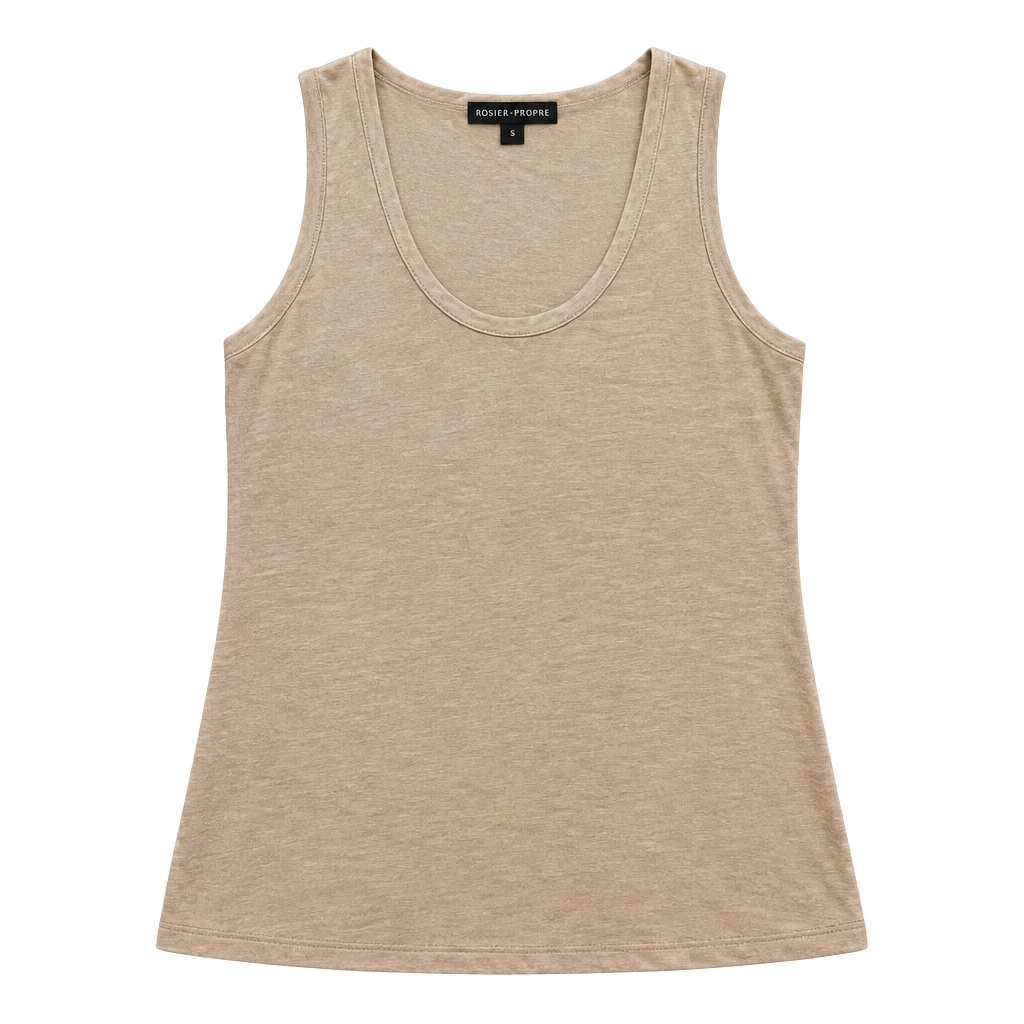 Boston Proper Tank Top Size M Tan Scoop Neck Rayon Spandex 1