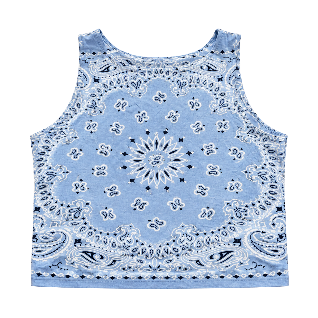 Boston Proper Bandana Tank Size M Blue Paisley Rhinestone Studded 1