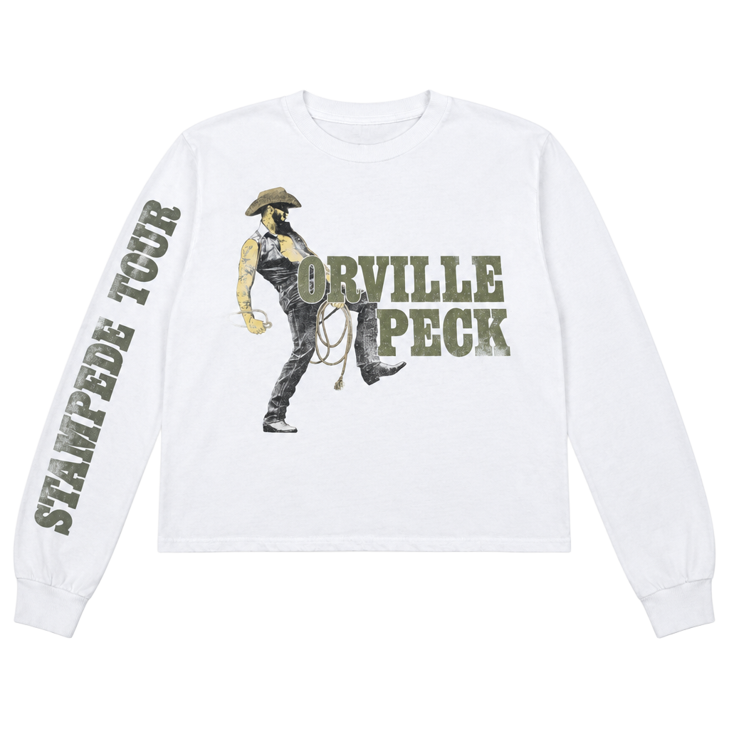 Orville Peck Stampede Tour Stops Relaxed Fit Crop T-Shirt White Medium 1