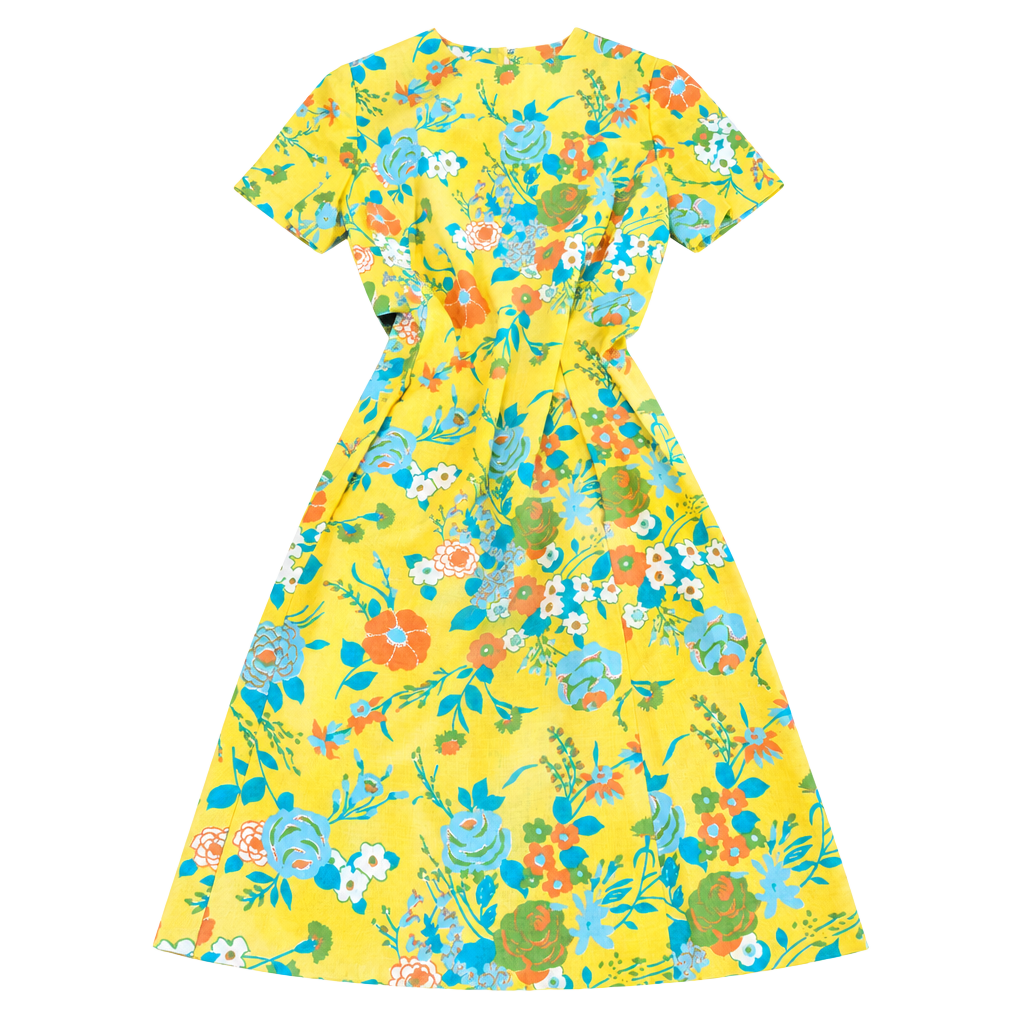 Vintage 1970s Floral Dress Pockets Retro Mod Scovill Zipper Size 10 Large 1