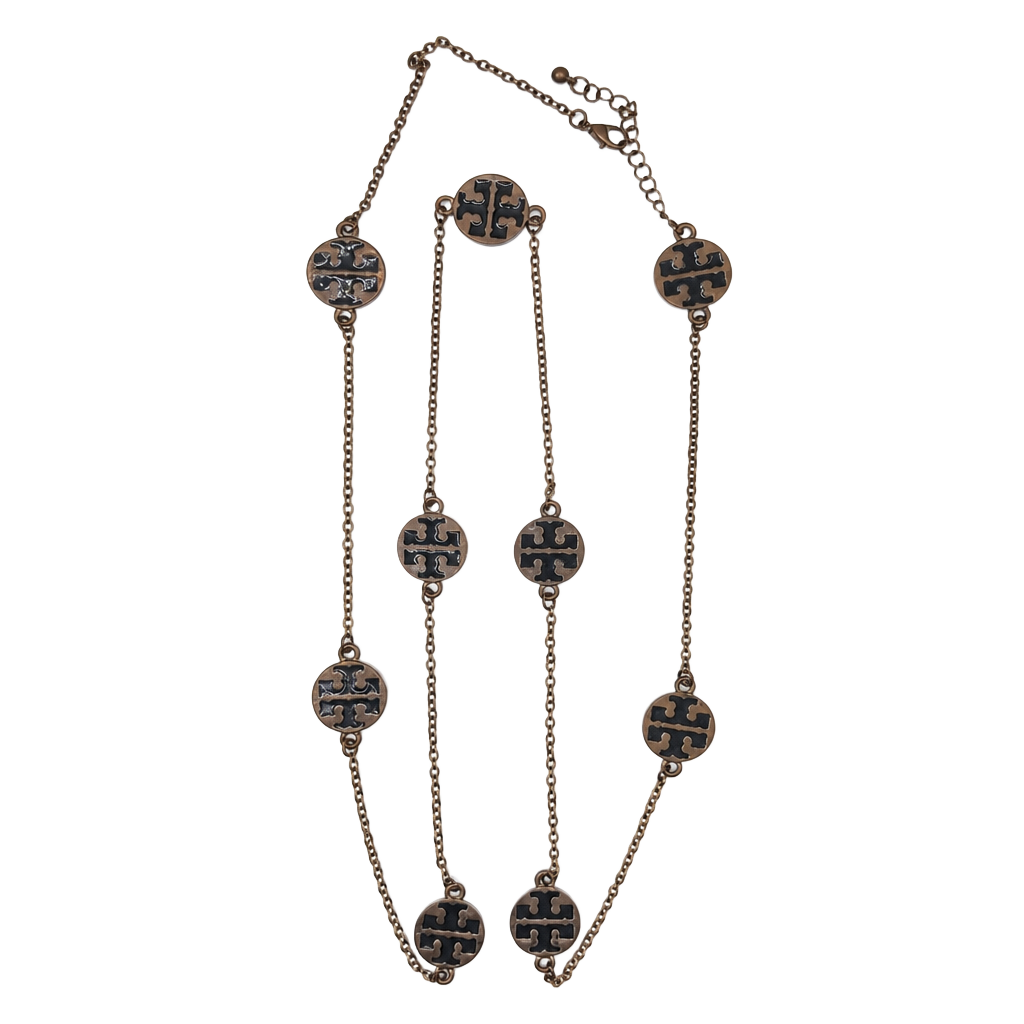 TORY BURCH Triple Strand Silver Logo Necklace 1