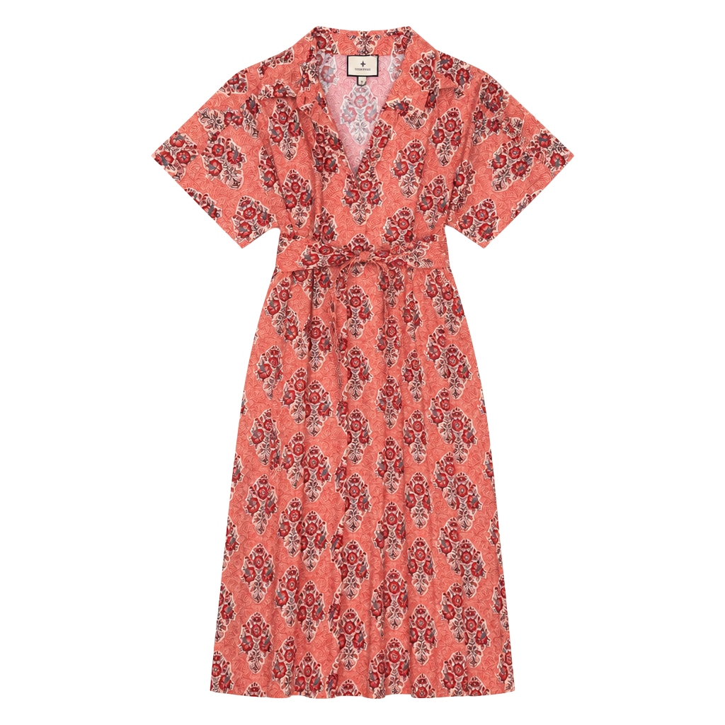 Tuckernuck Caro Dress Size S Red Floral Block Print Maxi 1